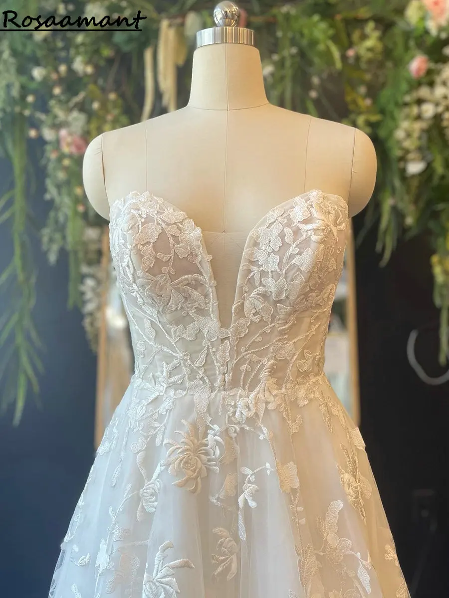 

Реальное изображение, Милое Свадебное платье без рукавов, трапециевидная иллюзия, Цветочная аппликация, кружево, бохо, свадебные платья в стиле кантри