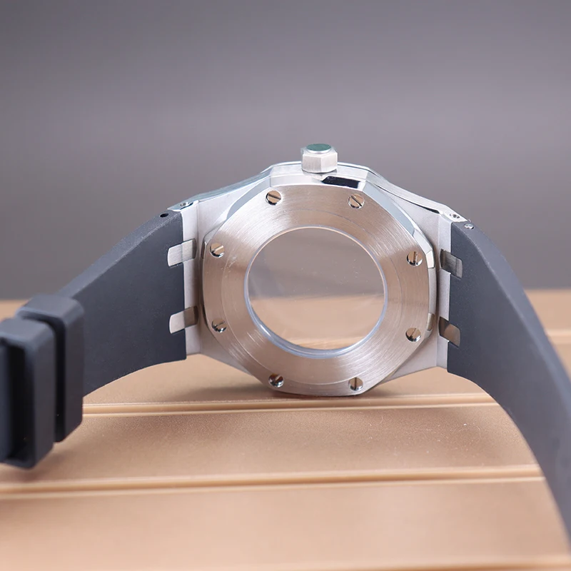 41mm Watch Cases Rubber Watchband Parts For Seiko nh34 nh35 nh36 nh38 Movement 28.5mm Dial Waterproof Sapphire Crystal Glass Mod