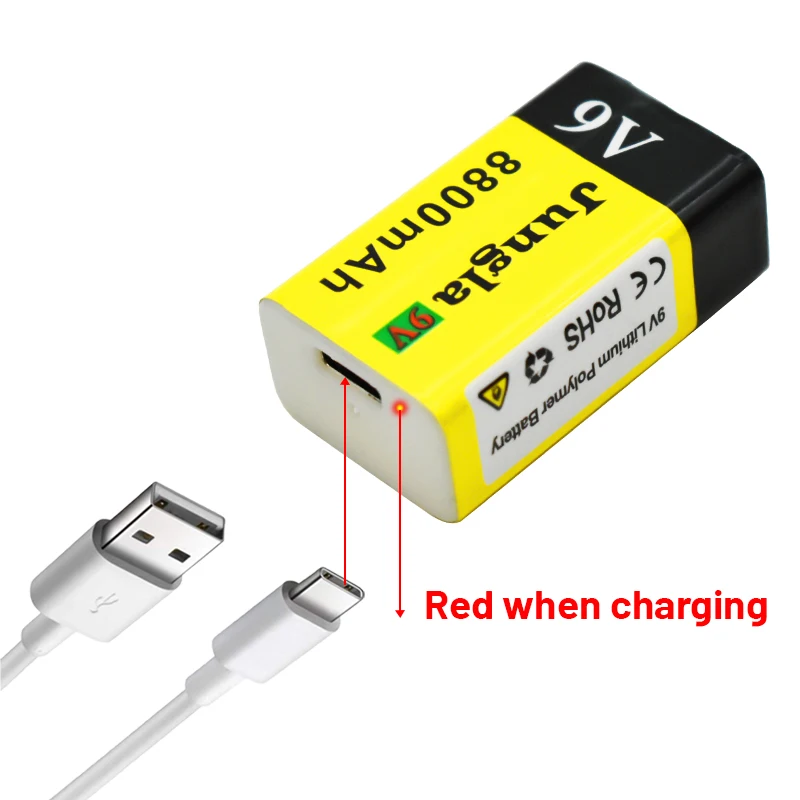 Литий-ионная аккумуляторная батарея 2022 9 В 8800 мАч батареи Micro USB литиевая для