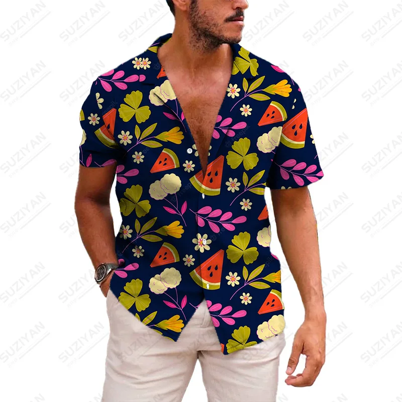 

Short-Sleeved Wear Color Designer 1 Harakuju Art Hawaiian Shirts Large Size Business Japanese Male Hot-Selling Summer
