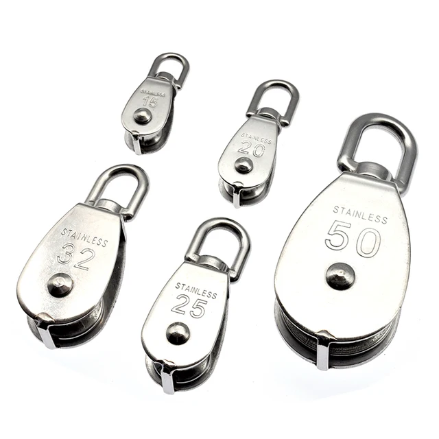 Stainless Steel Pulley M15/M20 M25 M32 Single Wheel Swivel Lifting Rope Pulley Set Lifting Wheel Tools 1