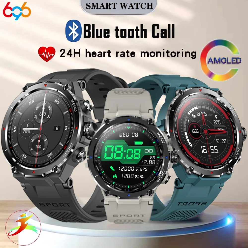 

Смарт-часы мужские/женские с AMOLED-экраном 2022 дюйма и Пульсометром