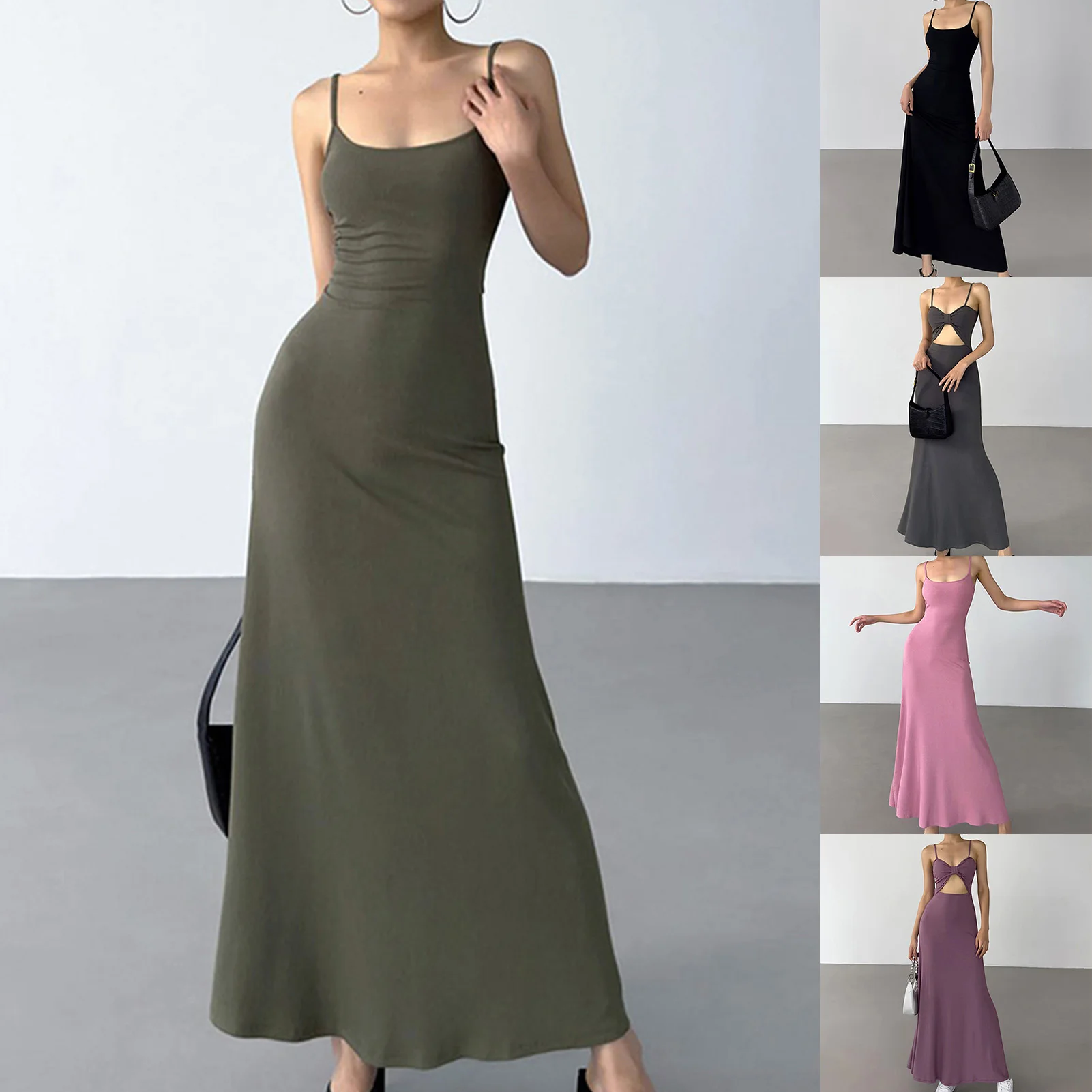 

Женское эластичное платье на бретельках, повседневное однотонное Привлекательное платье-майка с V-образным вырезом для дома и пляжа, сезон весна-лето 2023