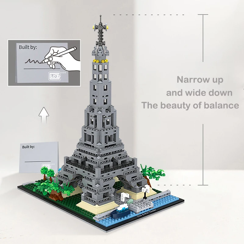 

NEW DIY Creative Pari Eiffel Tower Assembly Model LOZ MINI Building Block MOC Famous World Architecture Construction Brick Toys