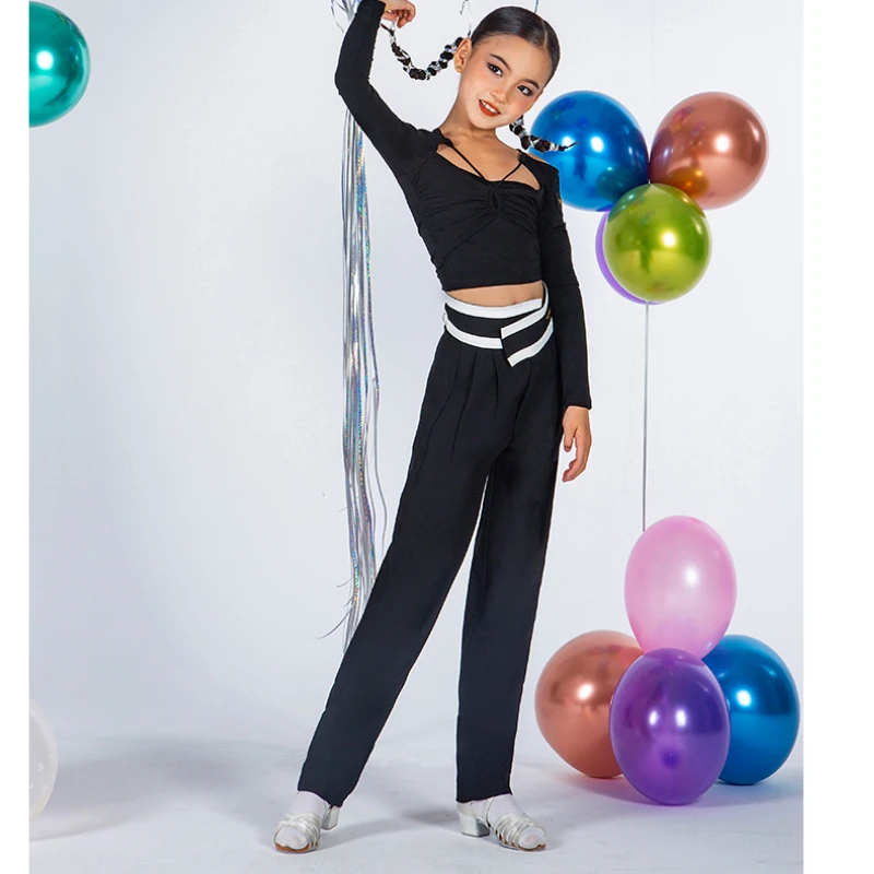 Новинка 2022 брюки для латиноамериканских танцев девочек черные длинные прямые