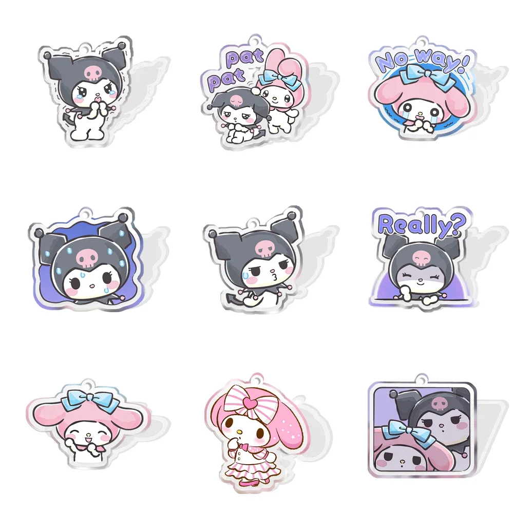 Sanrio Melody and Kouromi с отверстием плоский женский прозрачный акриловый блестящий для