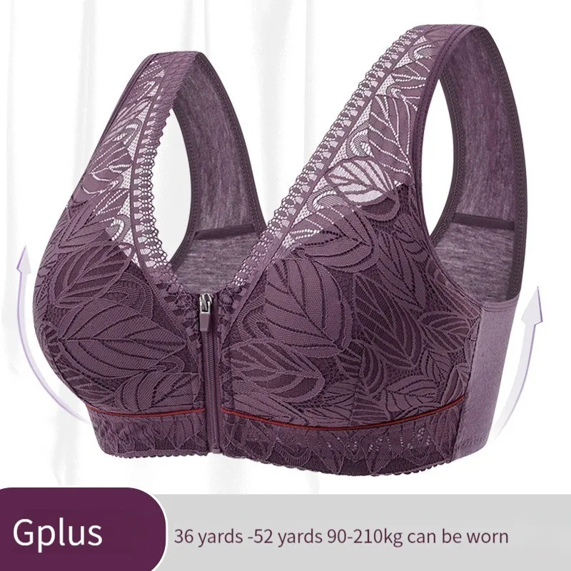 Front Hook Bra Soft cotton cups before the zipper in the elderly underwear breathable women without steel ring tank top lace large size bra Front Hook Bra Soft cotton cups before the zipper in the elderly underwear breathable women without steel ring tank top lace large size bra