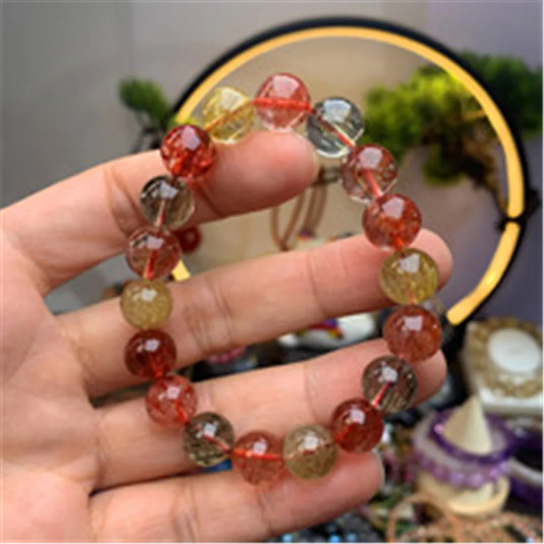 Ful Copper Hair Rutilated Quartz Bracelet Jewelry For Women Men Wealth Gift Crystal Beads Strands Aaaaa 7-12mm