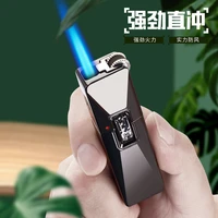 2022 novel metal blue flame butane gas windproof lighters cigarette torch cool lighters grinding wheel funny smoking accessories