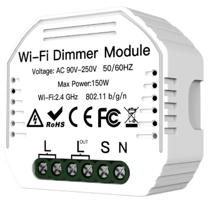 

Интеллектуальный 1-канальный Модуль Mini WLAN для приглушаемой светодиодной лампы Smart Life / Tuya App, совместим с Alexa Echo и Google Home