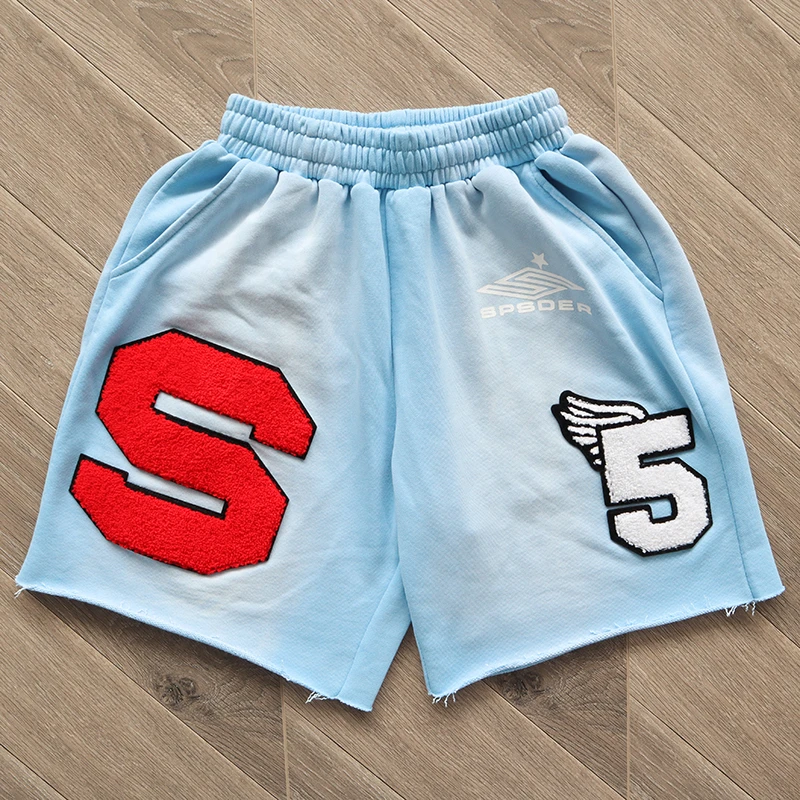 

Tie-dyed Sp5der 555555 Shorts Men Women Oversized Young Thug Drawstring Spiderweb Breeches