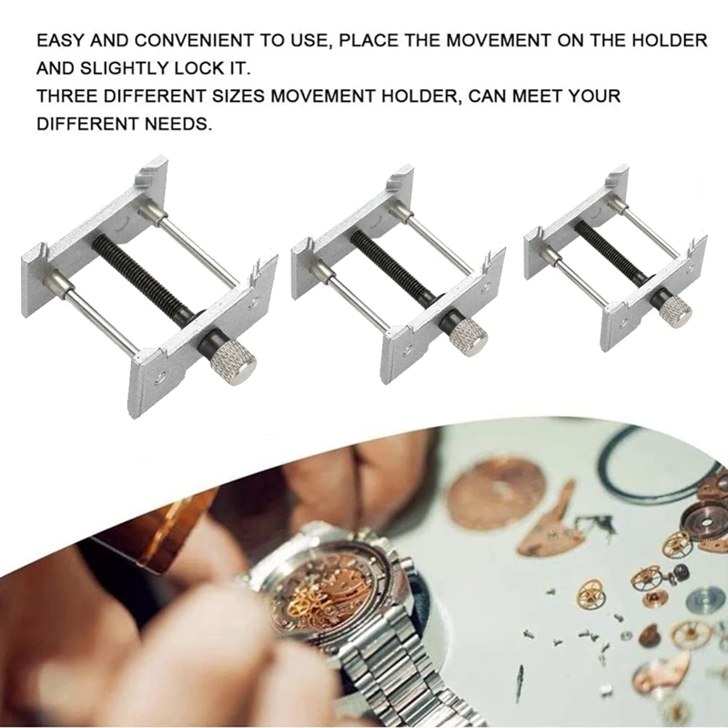 

3Pcs/Set Metal Watch Movement Holder Fixed Base Watch Repair Maintenance Tool Silver For Watchmaker Multi Function Vise Clamp