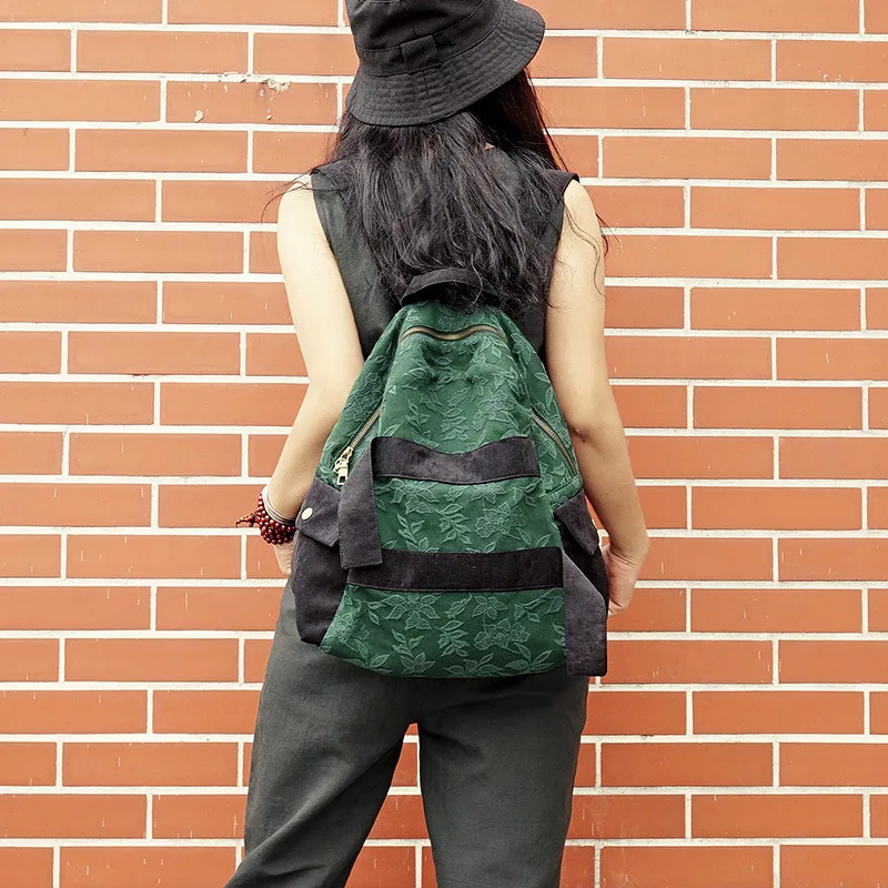 Винтажный рюкзак Johnature хлопково-льняная сумка новинка 2024 повседневный