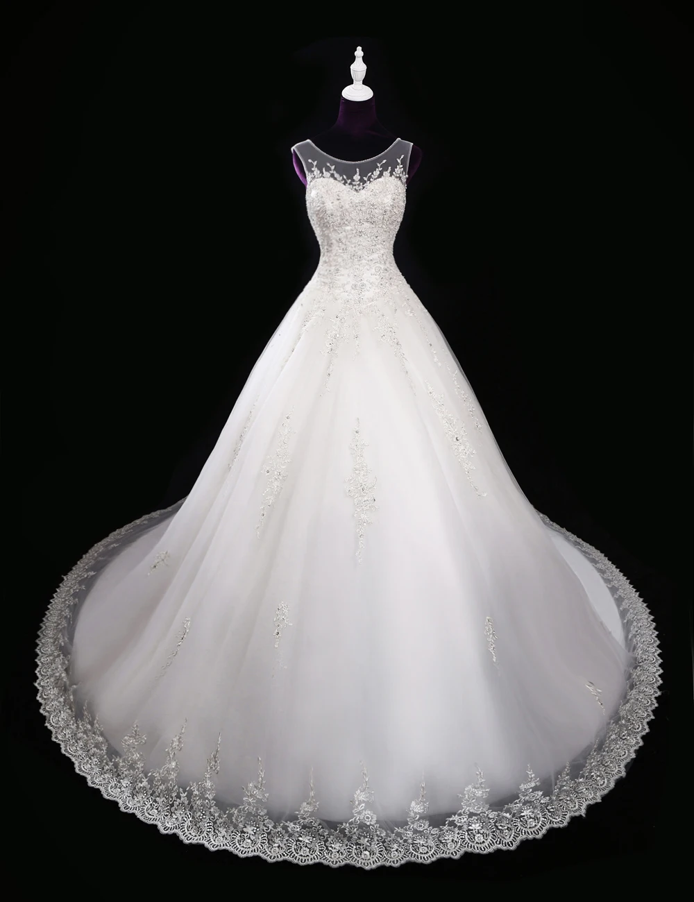 

free shipping Vintage White Lace Princess 2019 Luxury Crystal Ball Gown Long Train Bridal Backless mother of the bride dress