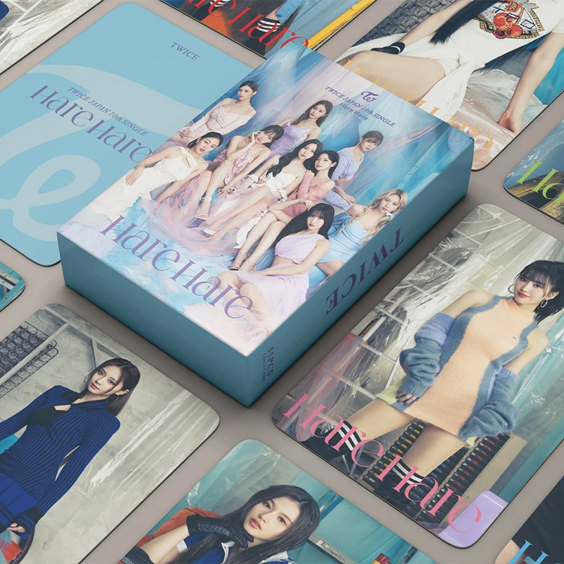 55PCS/Set Kpop TWICE Hare Hare I Am Nayeon Ready To Be 12th Mini Album Momo Sana Ji Hyo ChaeYoung HD Stationery Lomo Card Toy