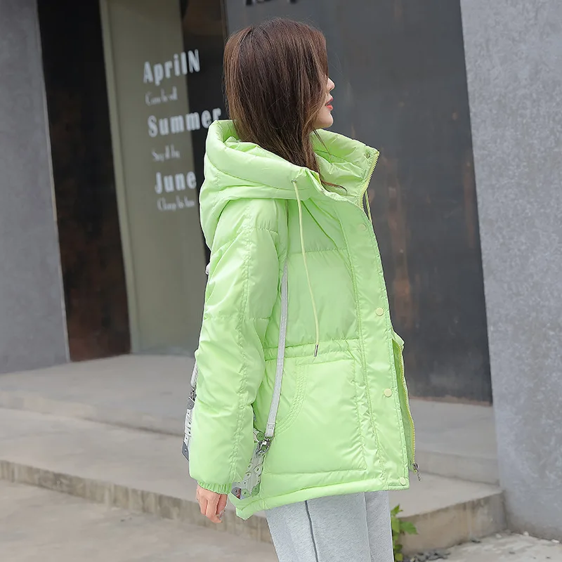 New 2021 Winter Parkas Coat Women Clothes Loose Hooded Candy colors Women's Winter Jacket student Warm Cotton Coat Outerwear