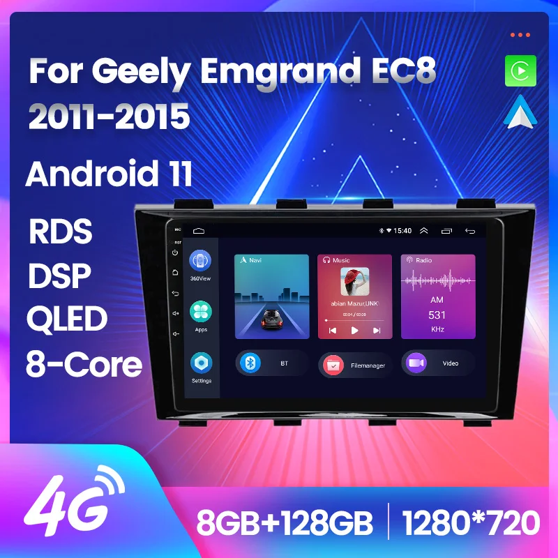 

Автомагнитола 2 din для Geely Emgrand EC8 2011-2015 Android 11, автомобильный DVD мультимедийный плеер с GPS, головное устройство с рамкой 1280*720