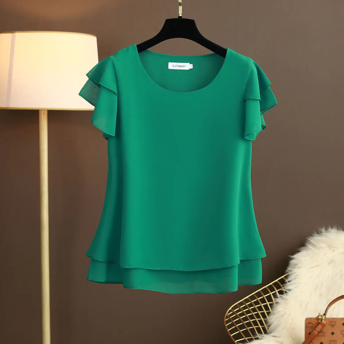 

Womens Tops and Blouses Top New Summer Women Blouse Loose O-Neck Chiffon Shirt Female Short Sleeve Blouse Plus Size 6XL Shirts