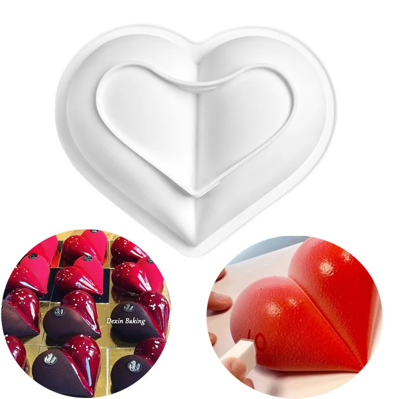 

6 Inch Heart Silicone Baking Pan For Pastry Cake Decorating Tools Diy Valentine'S Day 3d Chocolate Cake Mousse Mold Bakeware