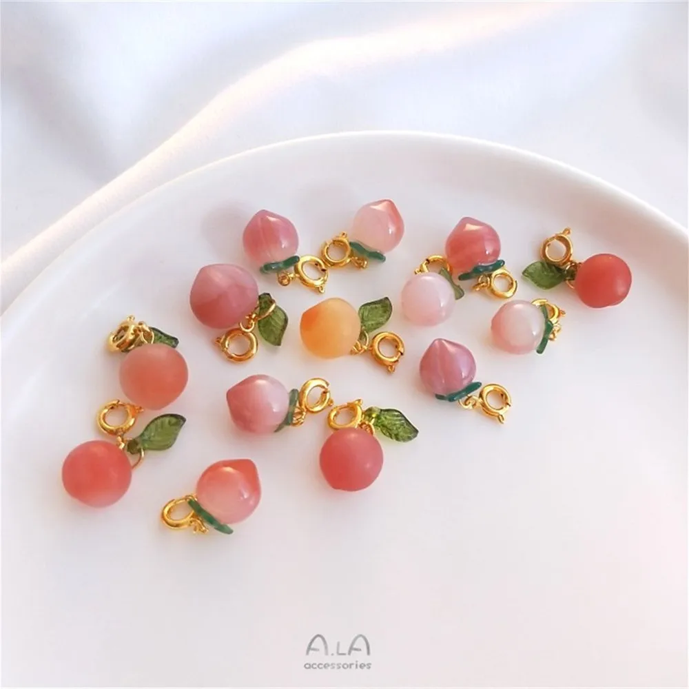 

Natural South Red Agate honey peach necklace bracelet pendant peach Earrings accessories jade pendant DIY Pendant