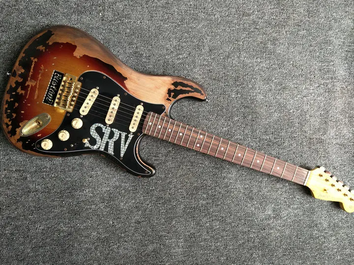 

In stock High quality Relic-electric guitar, SRV style,Alder body with Maple neck,Custom electric guitar,free shipping