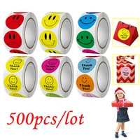 thank you stickers 500pcs roll face self adhesive sealing aesthetic cute gift teacher rewards labels smile stickers for kids