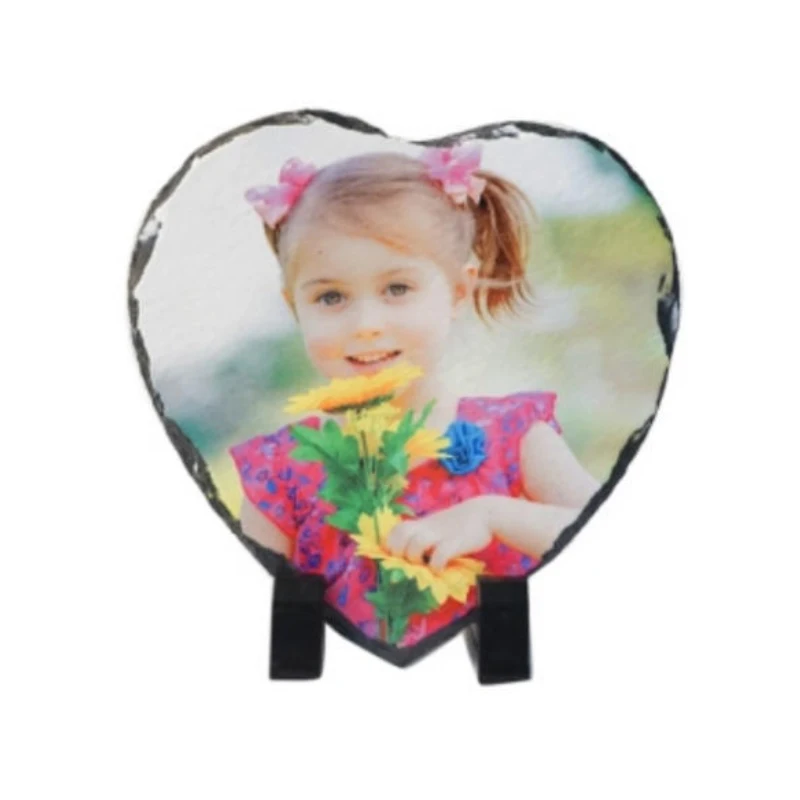 

Free Shipping Heart shape Sublimation Blanks Slate Rock Photo Frames blank For Custom Business Friend Gifts