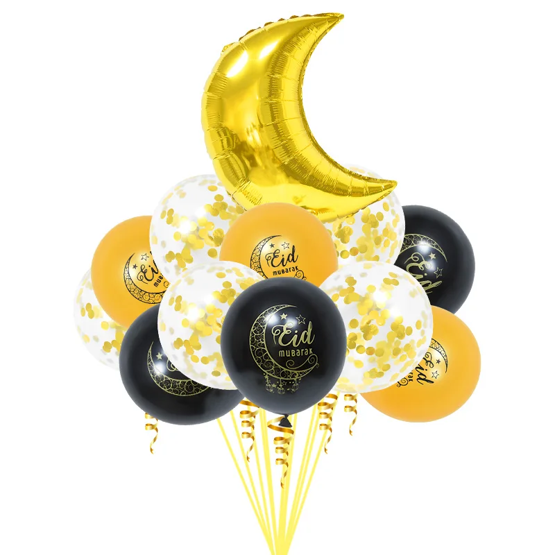 

10/12Pcs Eid Mubarak Foil Star Moon Balloon Confetti Balloon Decoration Ramadan Islamic Muslim Festival Home Decor Supplies