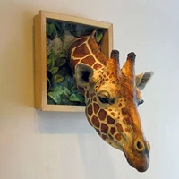 3d wall mounted giraffe sculpture 1 pc giraffe heads wall hanging decorations wall art life like animal statue ornaments