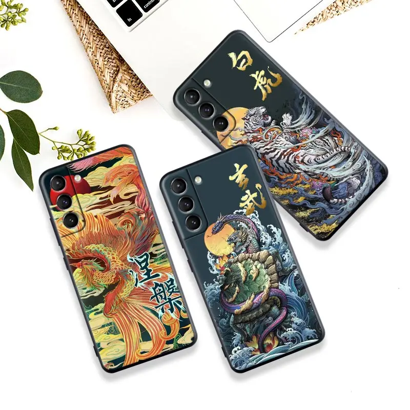 

Drawing Dragon Silicone Case For Samsung Galaxy S23 S22 S21 S20 Ultra FE Tiger Cover For Galaxy S22 s23 S21 S10 Plus Cases Birds