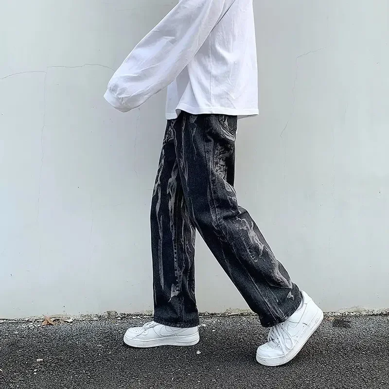 Новые поступления 2024 прямые мужские мешковатые джинсы брюки винтажная одежда в