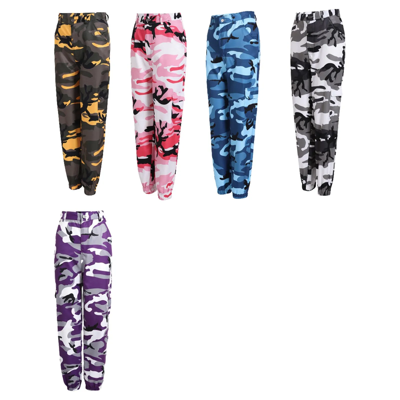 

New Women's Camouflage Printed Harem Pants Elastic Foot Cuff Sports Baggy Trousers for Spring Summer with Pockets Jogger Pants