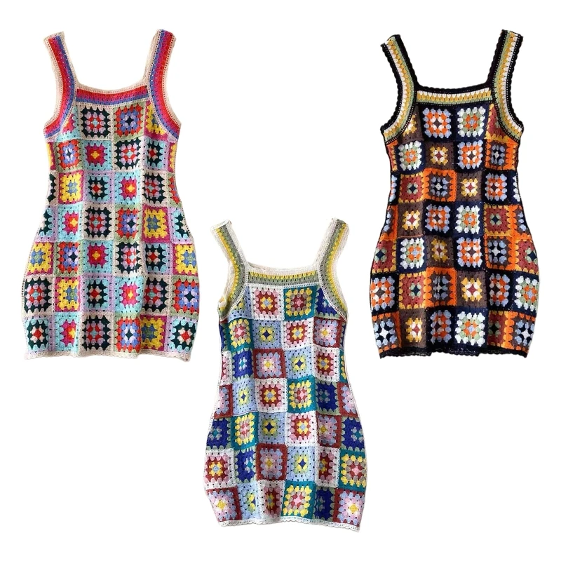 

Chic Hollow Crochet Mini Skirt Retro Floral Sleeveless Beach Boho Style Skirt