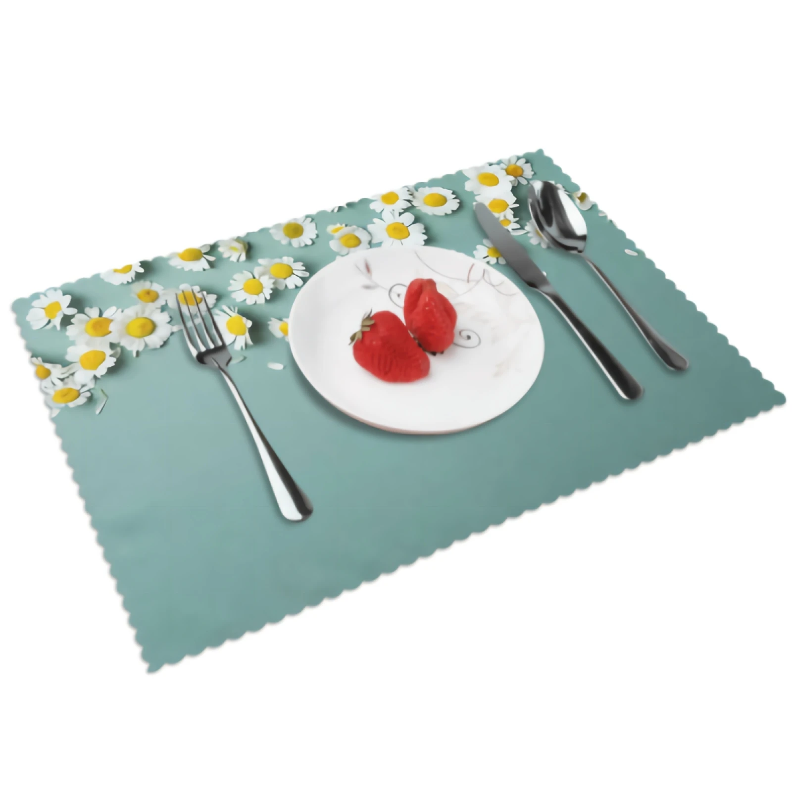 

Cute Chamomile Placemats for Dining Table Set of 4 White Daisy FlowerDecor Rectangular Heat Resistant Washable Place Mat