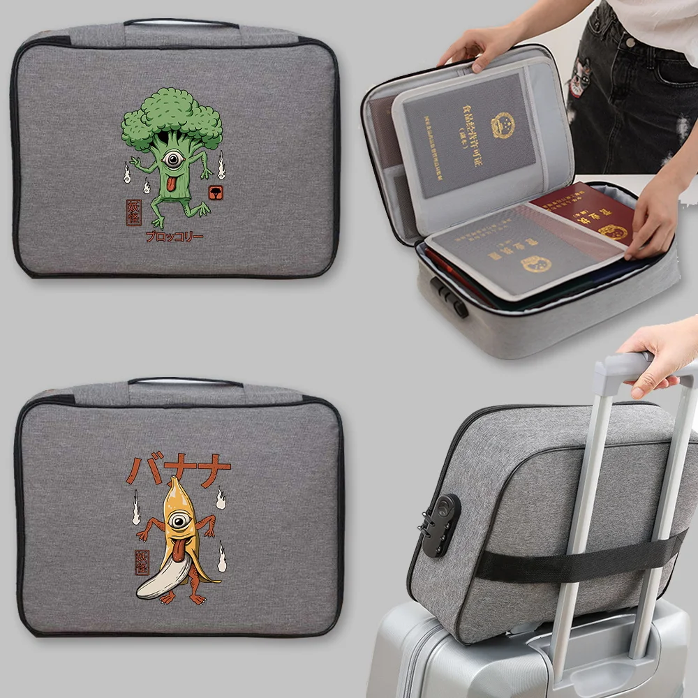 Men Documents Organizer Briefcase Travel Credentials Wallet Luggage Storage Waterproof Handbags File Lockbox Large Women Bag