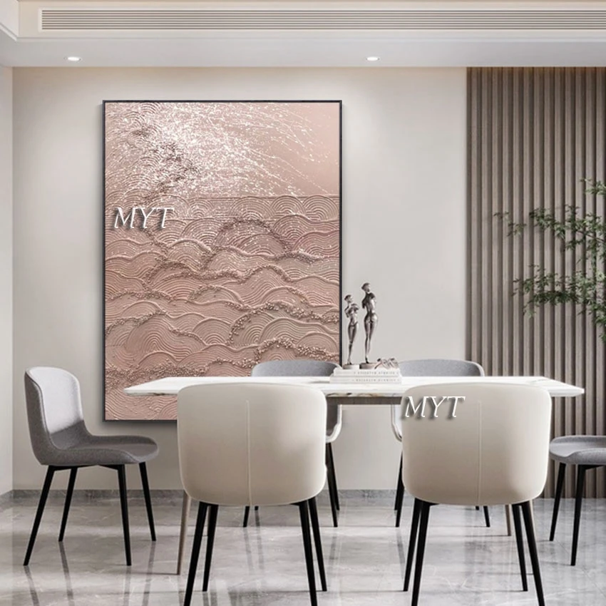 

Knife Art Line Art Wave Abstract Beach Color Block 100% Hand Painted Simple Oil Painting Decorative Frameless Wall Canvas
