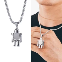simple hip hop trend robot necklace men and women pendant party holiday gift fashion disco stainless steel jewelry accessories