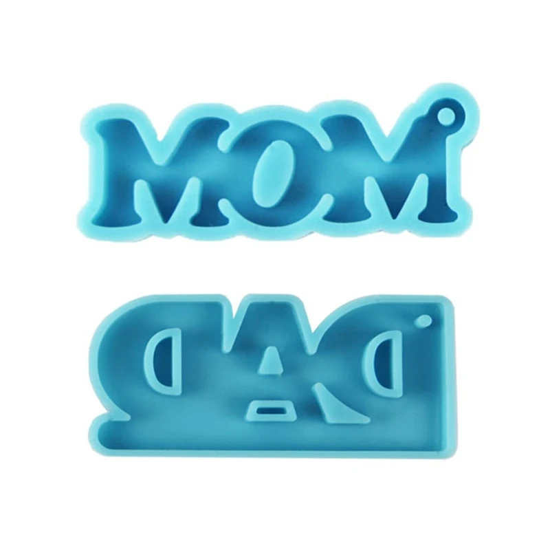 

69HB 2 Pcs DAD and MOM Keychain Epoxy Resin Mold Earrings Pendant Silicone Mould DIY
