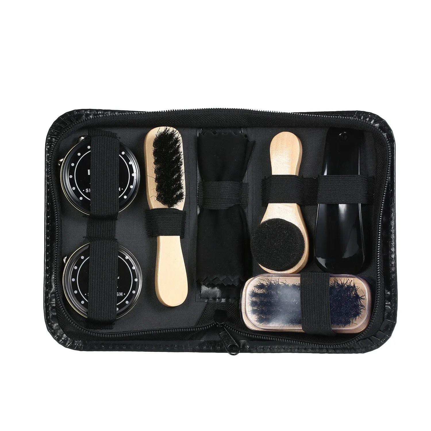 

8PCS Shoe Shine Care Kit Black and Neutral Polish Brushes for Boots Shoes Sneakers Style