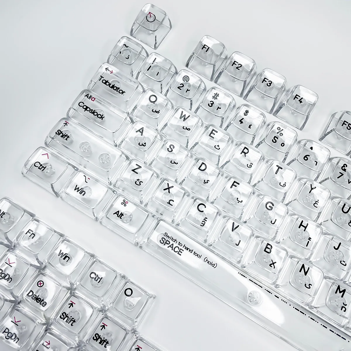 Arabic text layout keycaps Full transparent CBSA Height PC material Mechanical keyboard