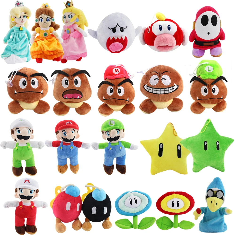 

Плюшевая игрушка Super Mario, мультяшная принцесса, гриб, бомба, дракон, цветок, звезда, искусственная Мягкая кукла, украшение, детские подарки на ...