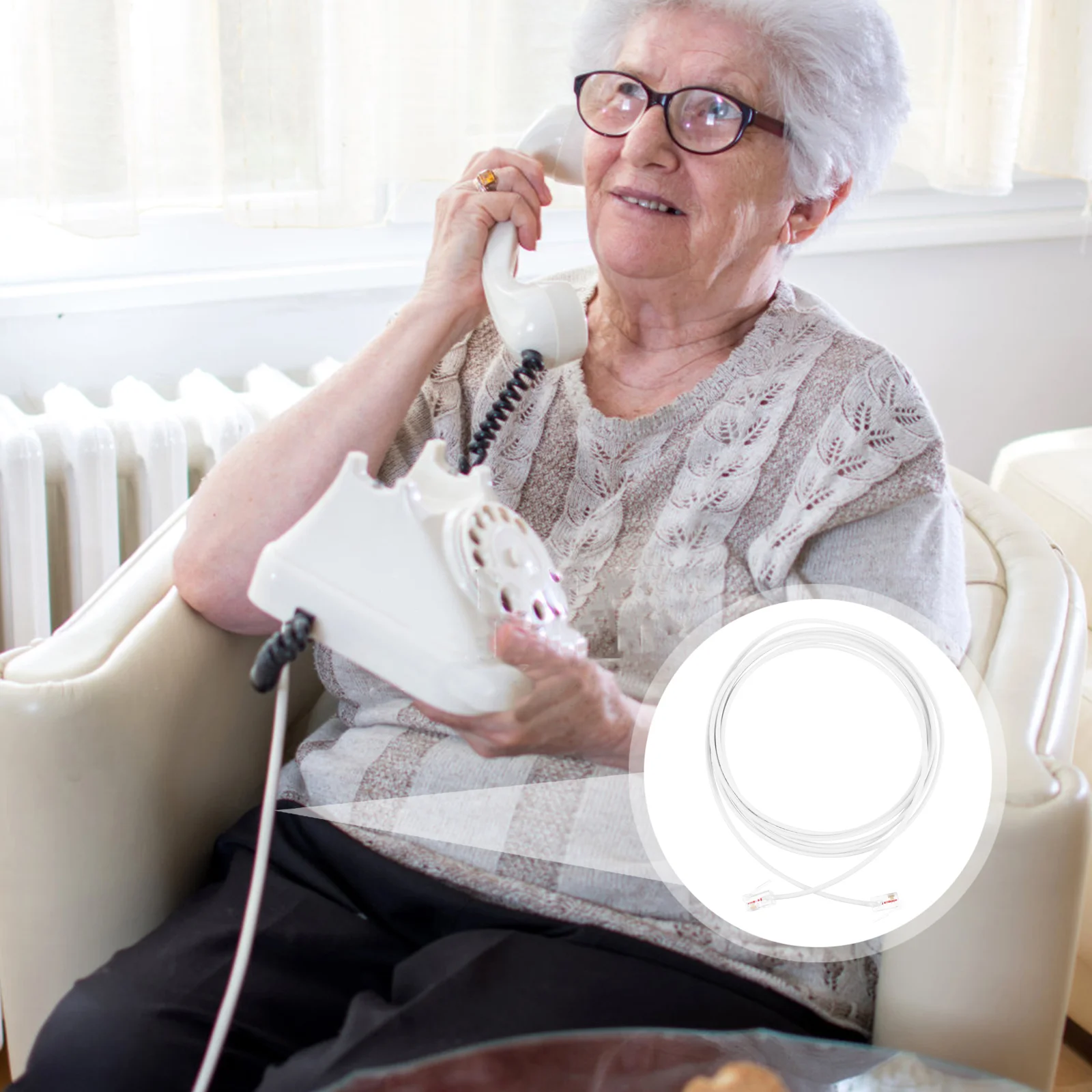 Плоский провод телефонной линии для подключения 2-жильного стационарного кабеля