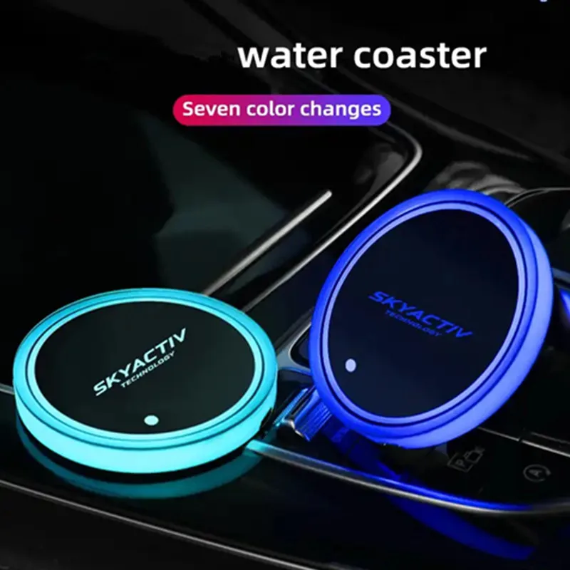

Car LED Coaster 7 Colors Luminous RGB Light Pad Coaster Decoration For Skyactive 2 3 5 6 8 Cx3 Cx4 Cx5 Non-slip mat Accessories