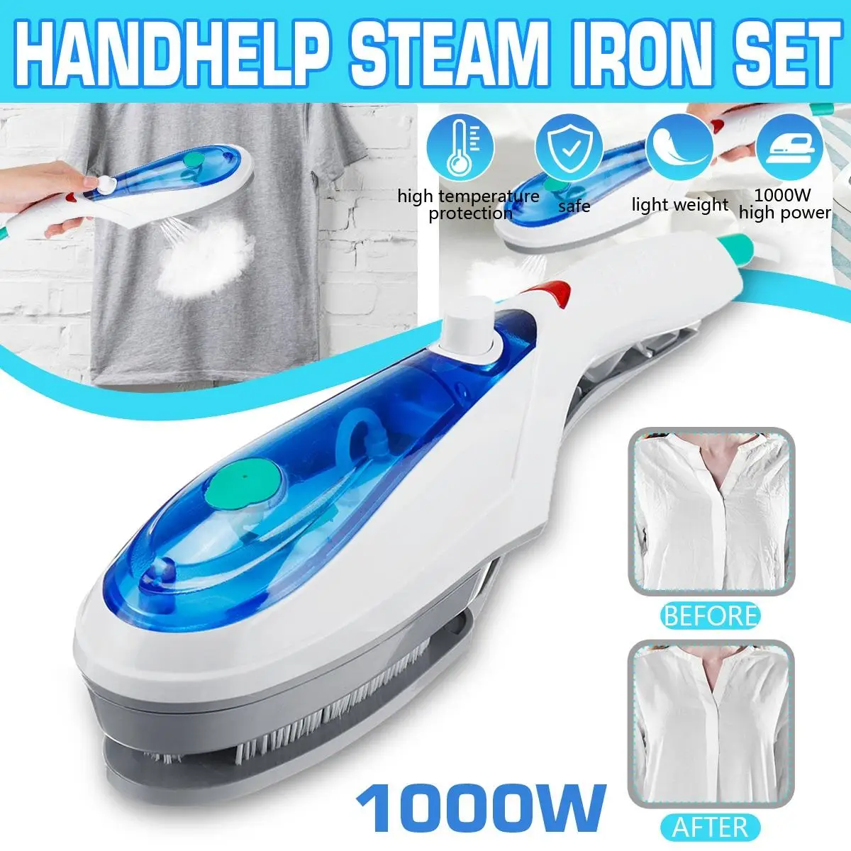 

110V-240V 1000W Handheld Garment Steamer Brush Portable Steam Iron for Clothes Steamer Ironing Steamer EU/US/AU Plug