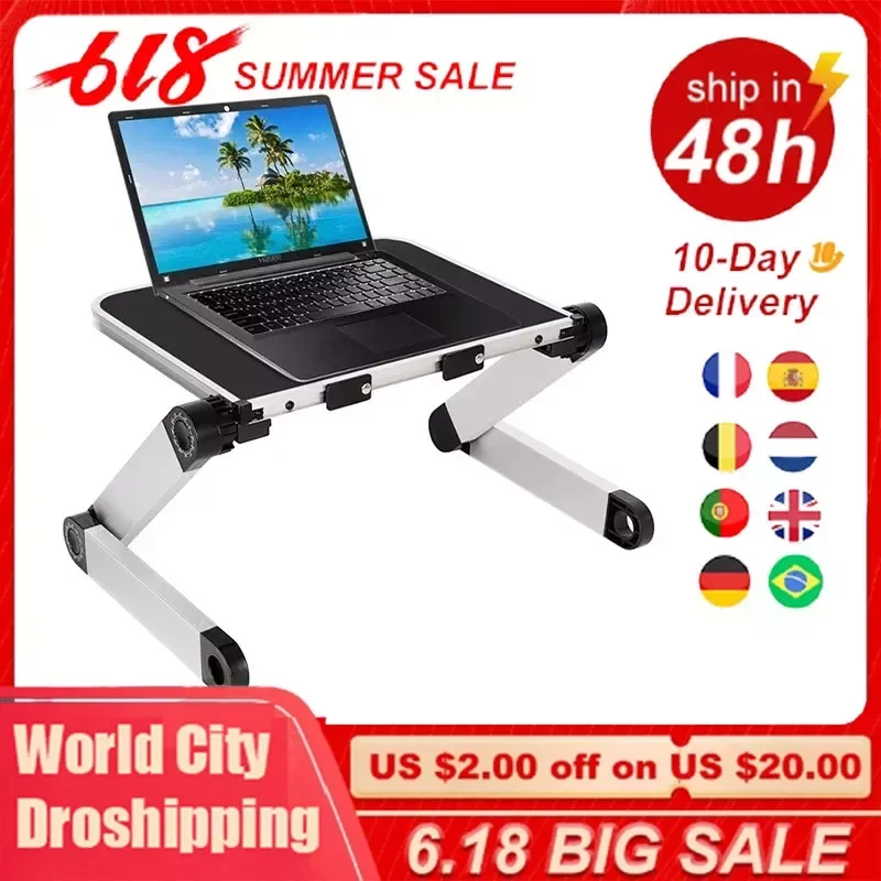 

Adjustable Aluminum Laptop Desk Stand Table Vented Portable TV Bed Lapdesk Tray PC Table Sofa Stand Up Working Office Desk Tools
