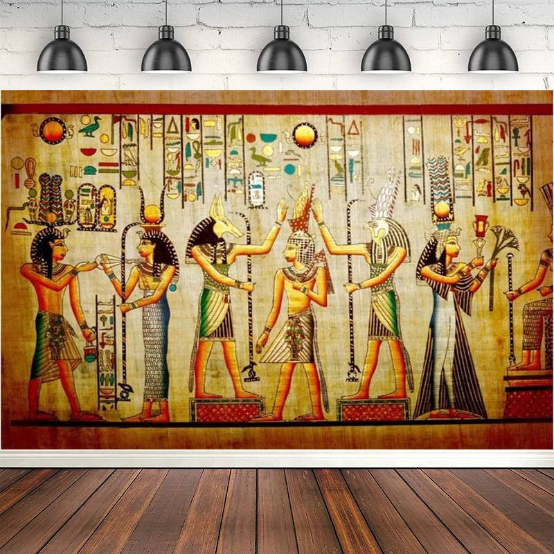 

Ancient Egyptian Photography Backdrop Hieroglyphics Pharaoh Mural Painting Parchment Culture Religion Background Banner Poster