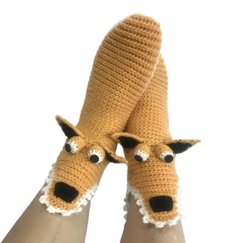 

Women Men Novelty Chunky Crochet Knit Cartoon Socks Funny 3D Wide Mouth Animal Warm drop shipping