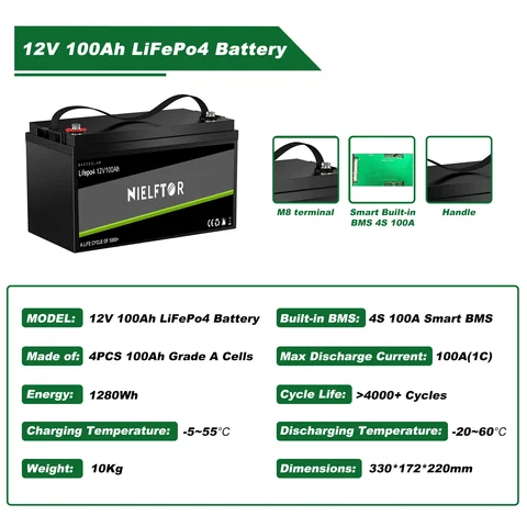 NIELFTOR Литий-железо-фосфатный аккумулятор 12.8V-51.2V