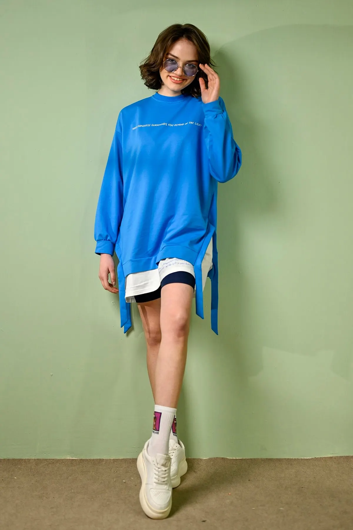 

Женская толстовка 10228, синие худи с текстовым принтом, модные всесезонные новые дизайнерские пуловеры, флисовые толстовки