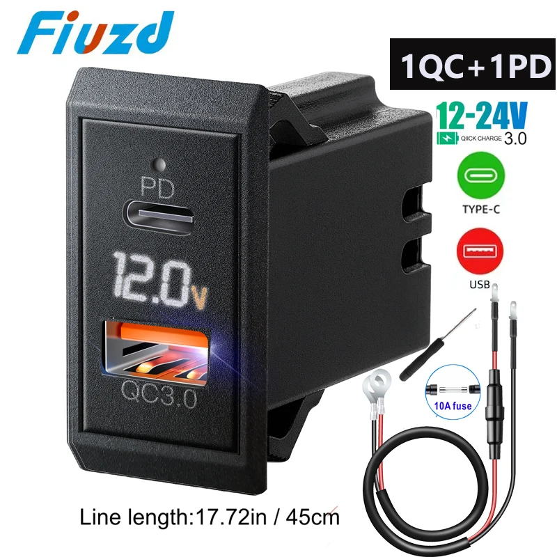 Розетка 12 В 24 В USB-розетка 54 Вт с двумя портами PD USB-C Quick Charge 3.0 USB-разъем для аксессуаров passat b8 b7 b6 b5